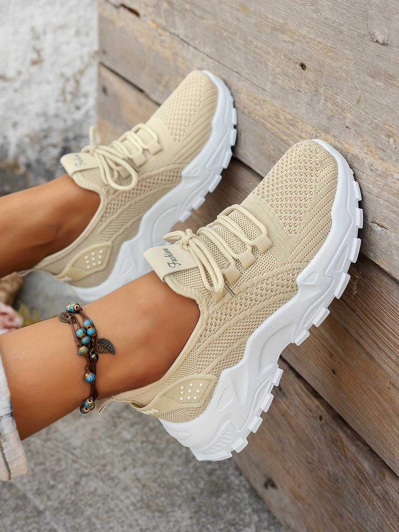 Ladies' Breathable Shoes - Stylish, Comfortable, Low-Top Tennis Shoes with Thick Soles Casual Outdoor Wear