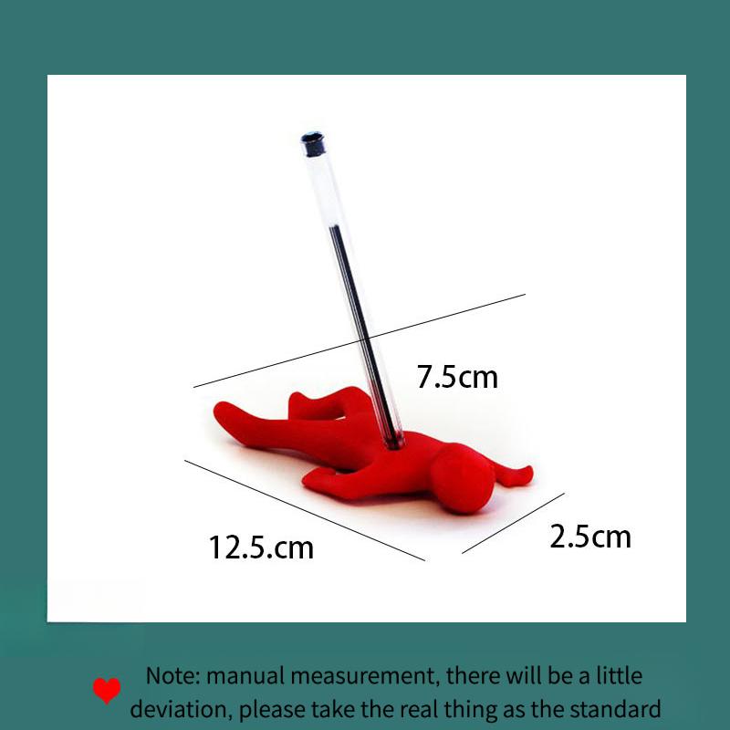 Creative Stress Relief Pen Holder, Red Figurine Desk Organizer for Home & Office