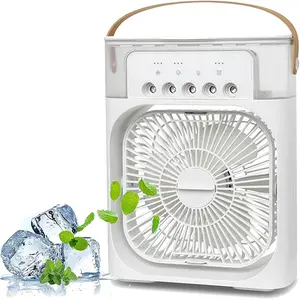 Portable Air Conditioner Fan, Mini Evaporative Air Cooler with 7 Colors LED Light, 1/2/3 H Timer, 3 Wind Speeds & 3 Spray Modes for Desk, Nightstand, Coffee Table, Evaporative Coolers