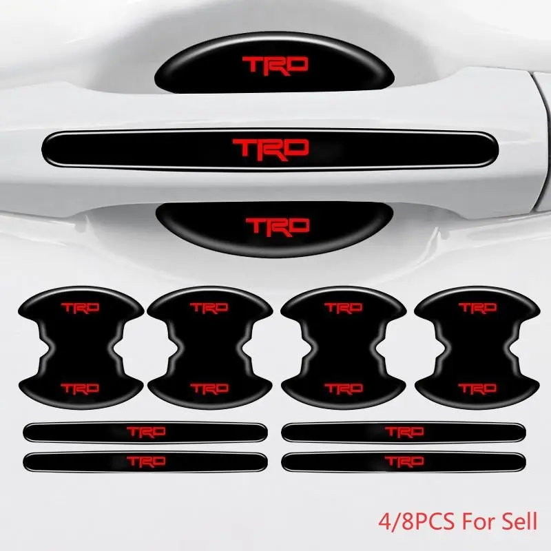 Car Door Handle Bowl Protective Stickers Anti-collision Decal For Toyota TRD Logo Corolla Chr Avensis Yaris Camry Racing Automotive Decals