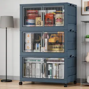 Wider Deeper Large Storage Cabinet Lockable Four Wheels Stable Floor Standing Home Doll Snack File Organizer
