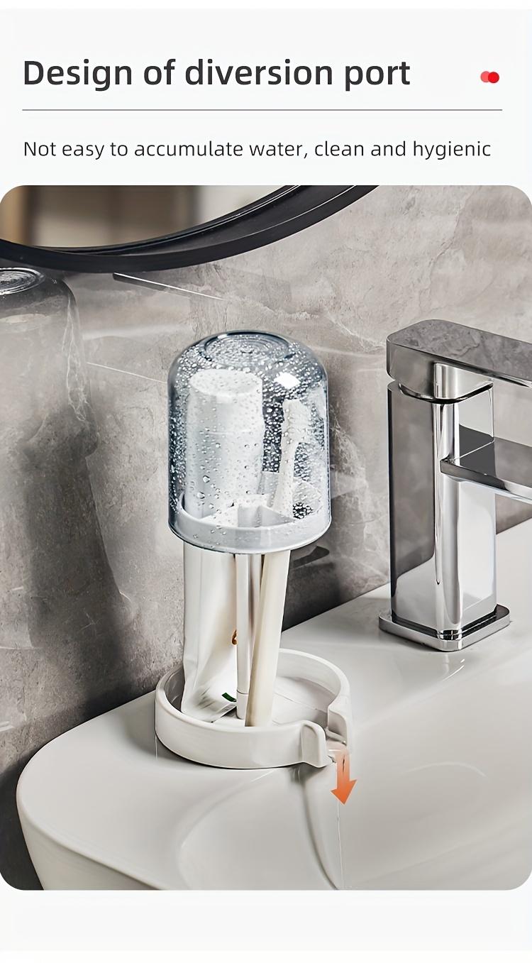 1PC Bathroom Toothbrush Cup Holder, Waterproof Toothbrush Holder, Cosmetic Organizer, Space-Saving Wall Shelf, Suitable for Sinks, Washrooms, Counters, Bathroom Organization and Storage