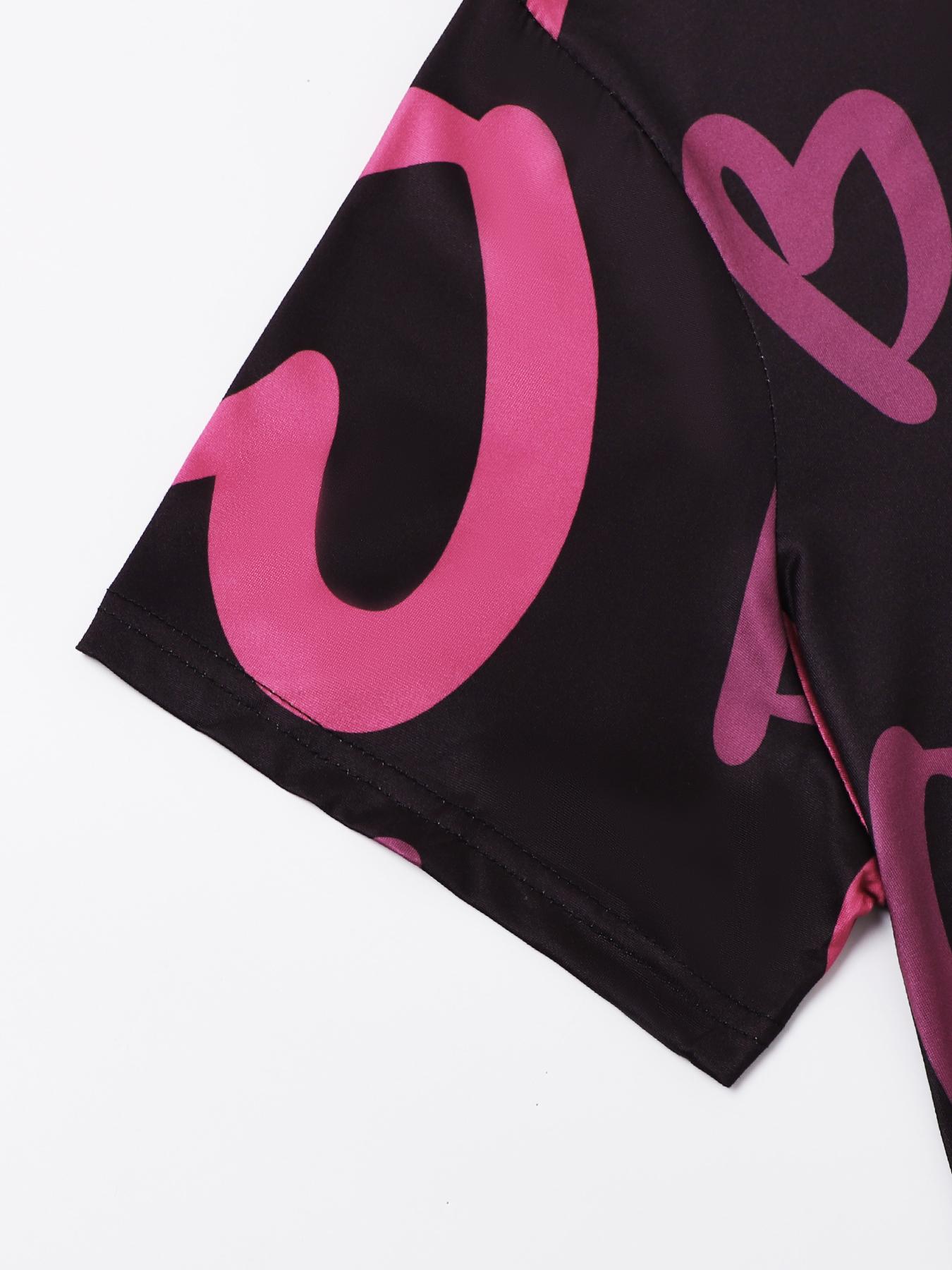 【Plus Size】 All Over Heart Print Round Neck Nightdress, Casual Soft Comfortable Short Sleeve Nightgown for Women, Women's Sleepwear & Loungewear for All Seasons