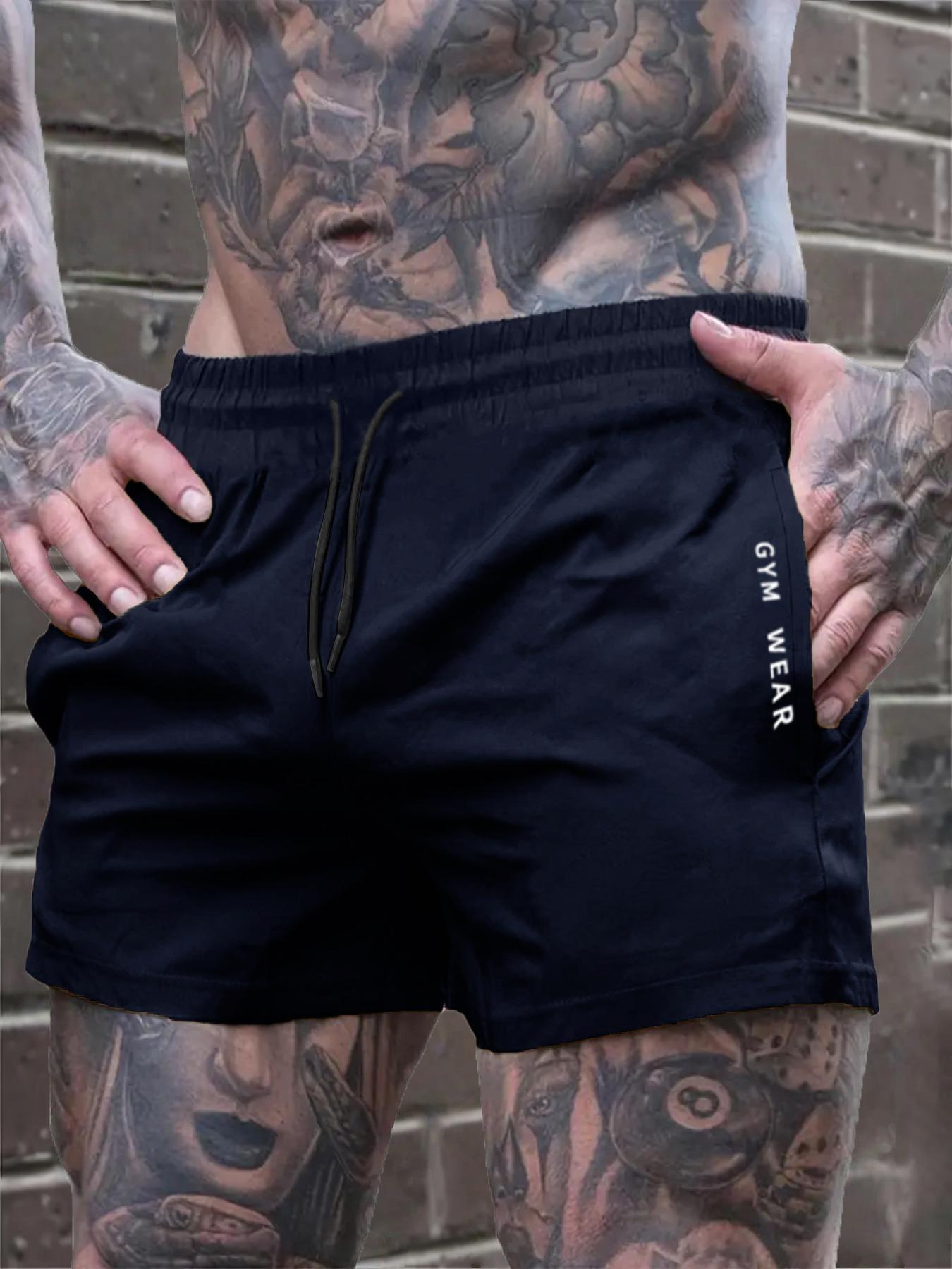 Men's Letter Print Leisure Shorts, Casual Comfy Breathable Athletic Shorts for Summer, Shorts for Men, Men's Bottoms for Daily Wear, Men Shorts, Jogging Shorts, Breathable Fitness Shorts, Summer Sports Shorts