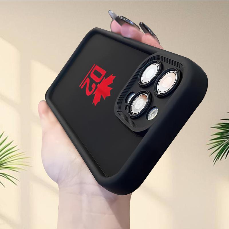 Phone Case: Maple Leaf Letters Pattern,  Groove Mobile Phone Case, Thickened Anti-fall, Shockproof, Unisex, Suitable for iPhone 17 E Air Pro ProMax iPhone16 15 14 Plus 13 12 Mini 11 X XS XR Series, Suitable for Everyone.