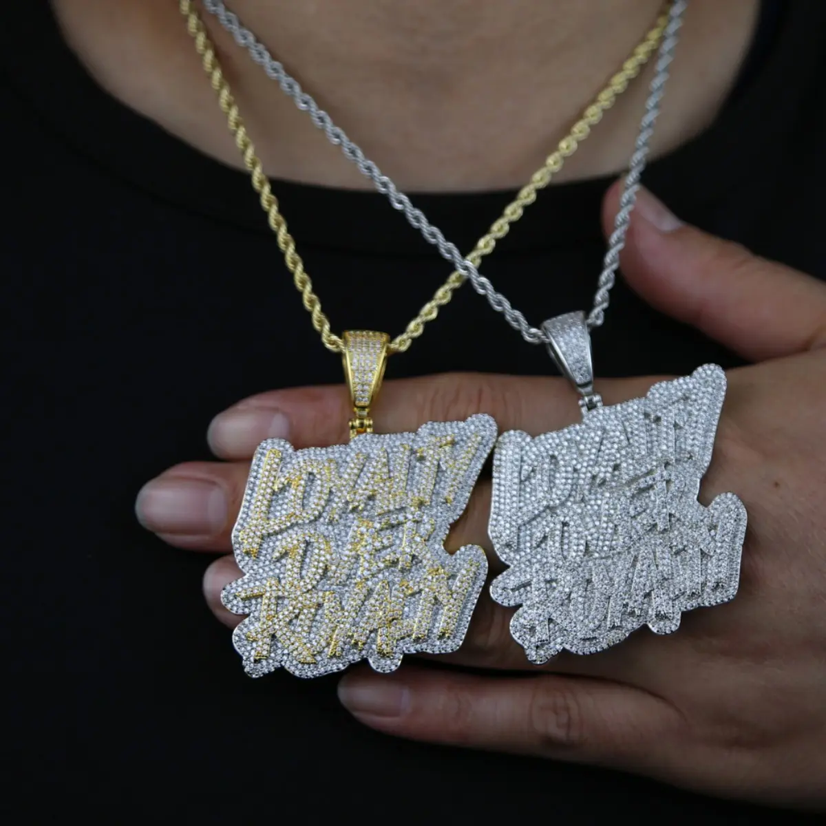 Stainless Steel Necklace, Unisex Hip Hop Style 'Hustle Hard' Letter Pendant with Zircon for Casual Wear