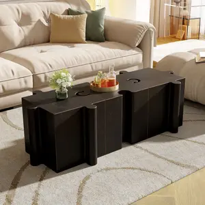 ARCH 3-Piece Artistic Puzzle Side Table Set Modular MGO Interlocking Design 2 Convex 1 Concave 200lb Capacity Indoor Outdoor Antique Copper Coffee End Tables for Living Room Patio Garden, Living Room Table for Sofa Side, Bedroom, Office