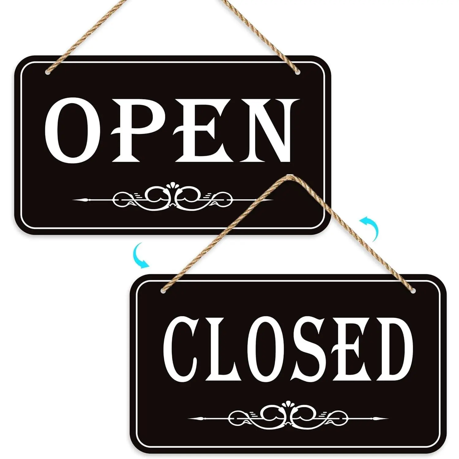 Open Closed Signs for Business, 12x6.7 Waterproof Double Sided Come In or Closed Hanging Sign, Business Open and Closed Hours Flip Sign for Stores Restaurants Bars Shops Door Window
