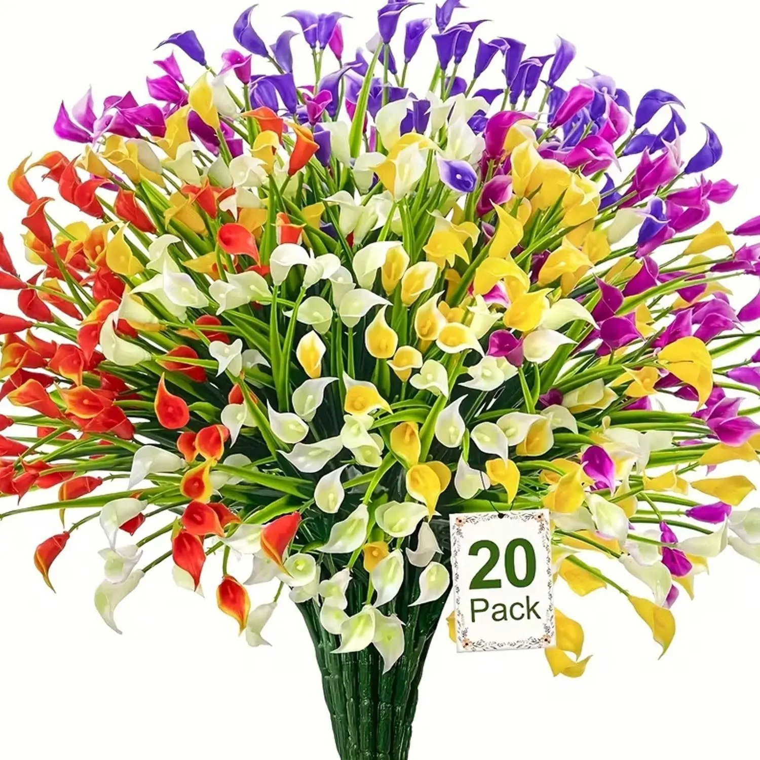 20 pieces of sunflower outdoor artificial flowers and artificial green plants, UV-resistant artificial plastic plants suitable for hanging in indoor and outdoor flower pots for summer, for decoration of family gardens and porch areas