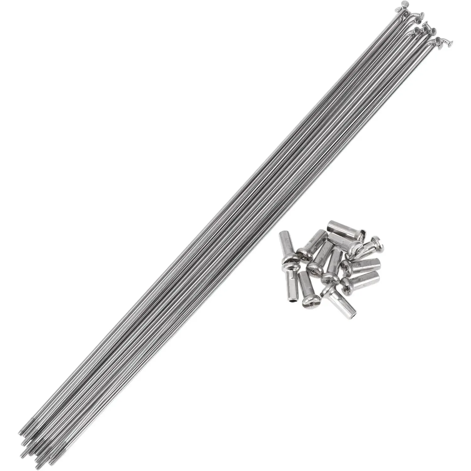 12 Set 14G Bicycle Spokes 265mm Bike Wheel Spokes 304 Stainless Steel Silver Tone