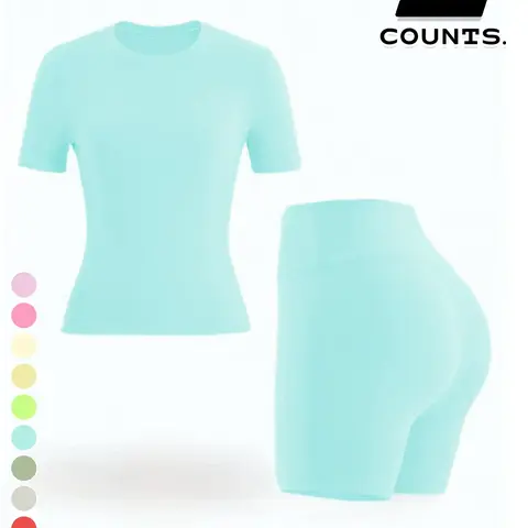 【Black Friday】Women's Outdoor Sport Set, Plain Color Short Sleeve Top & Shorts, Comfortable & Breathable, Multi-Color Options, Running Fitness Yoga Casual Wear, Sports Clothing Set #GLOBAL PICKS