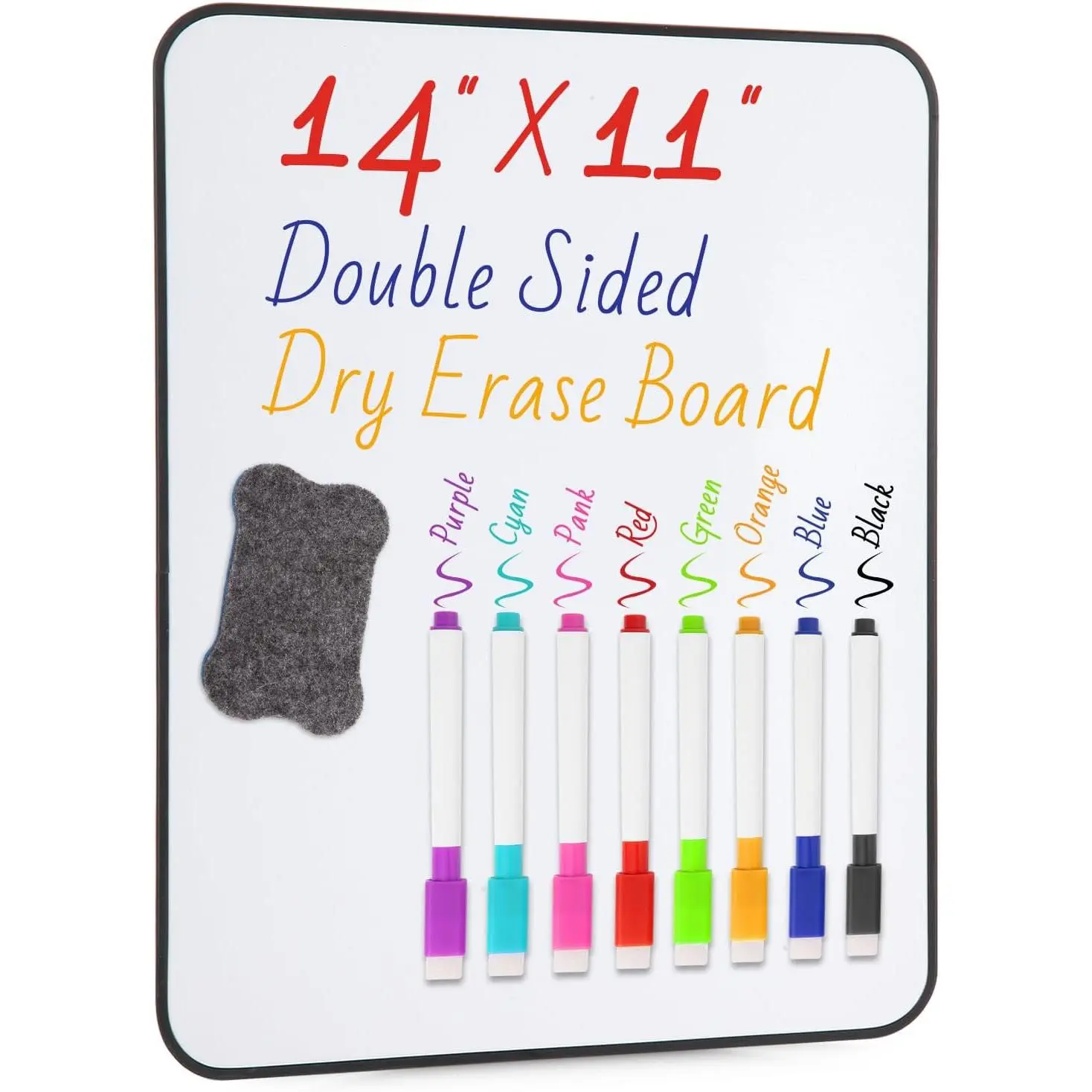 Small White Dry Erase Board Double Sided,Small Dry Erase Board 14x11 Inch,Mini White Board with 8 Markers for Students Office Kitchen