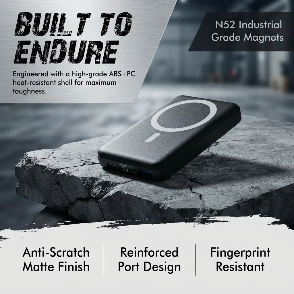 Podoru MagSafe Magnetic Wireless Power Bank - 10000mAh Fast Charging Power Bank with LED Display, Safety Chips, Silicone Cable, 3 Ports, USB for iPhone 17/16/15/14/13/12 Smartphones, Digital Smartphone Accessories,back to school,back to school haul