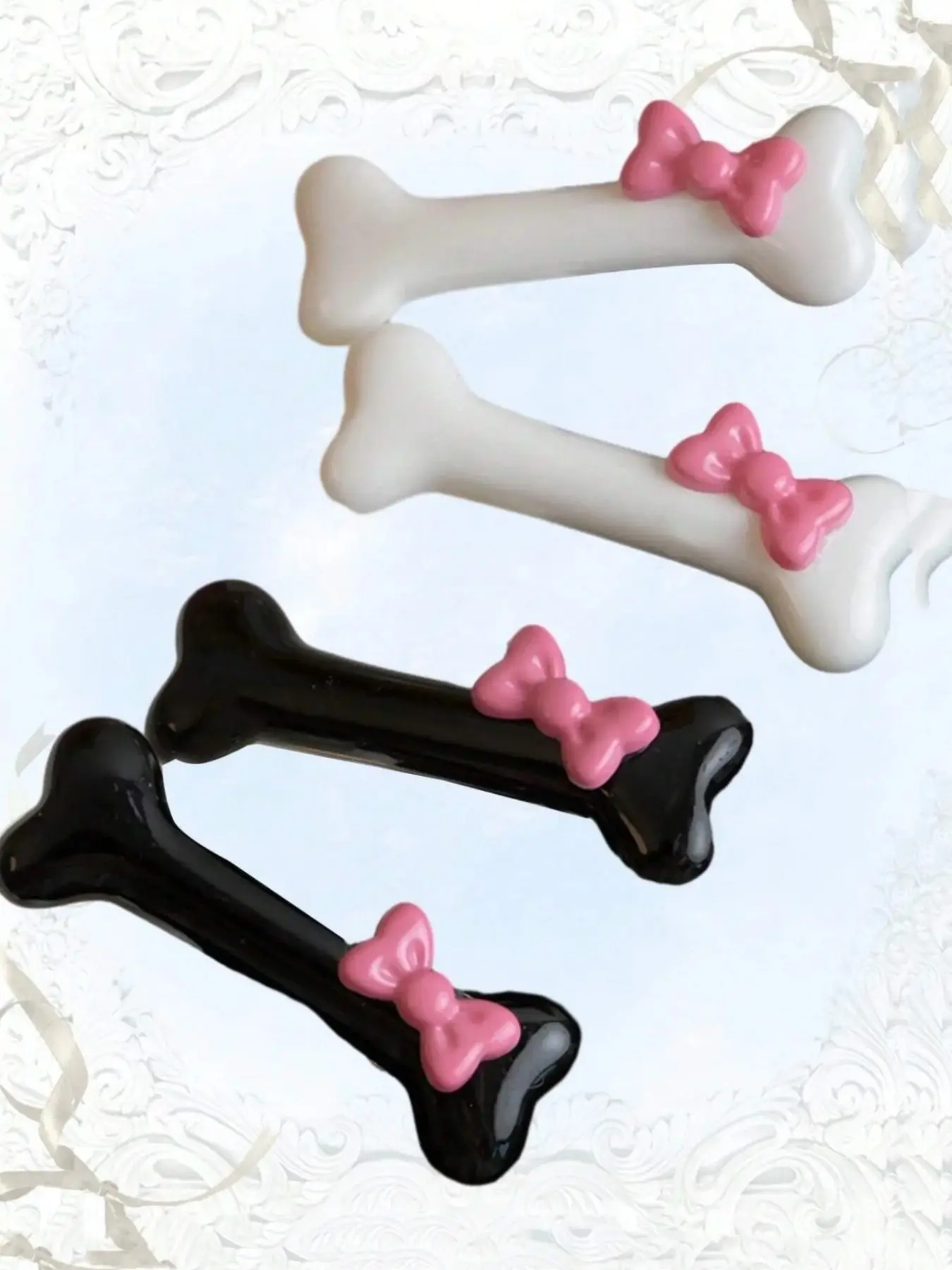 4-piece Set of Black and White Bow Hair Clips,Bone-shaped and Arc-shaped Hair Clips, Couple'sCasual Party Decoration Claw-shaped Hair Clips,Hair Accessories Hair Clips, Clip in Claw, HairClawss, Cute Hair Accessories