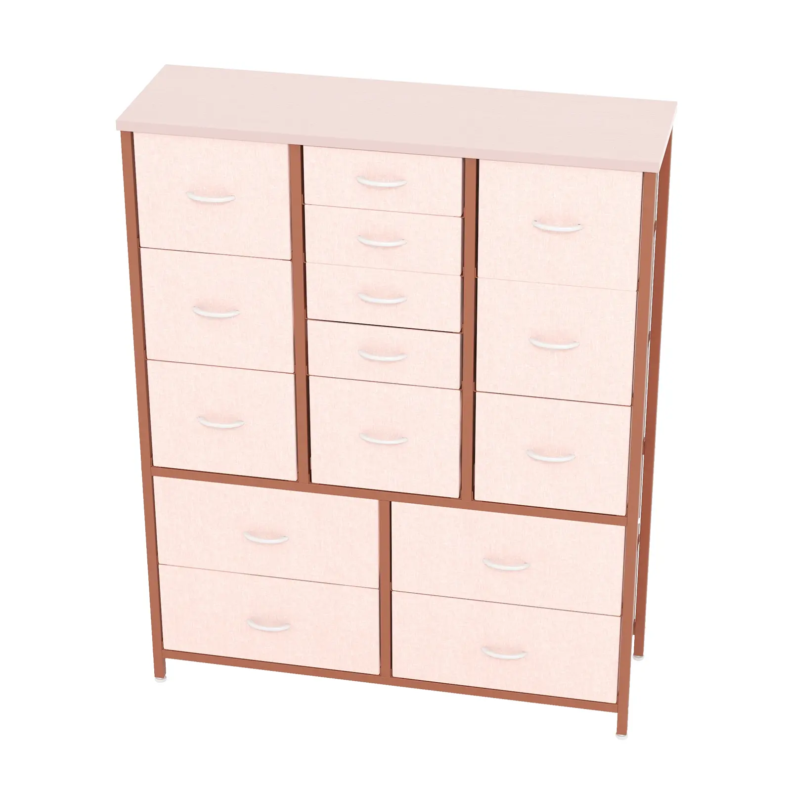 15-Drawer Tall Fabric Dresser - Sturdy Metal Frame & Wood Top - Large Storage Chest with Easy Pull Handles for Bedroom, Hallway, Nursery, Closet, Living Room