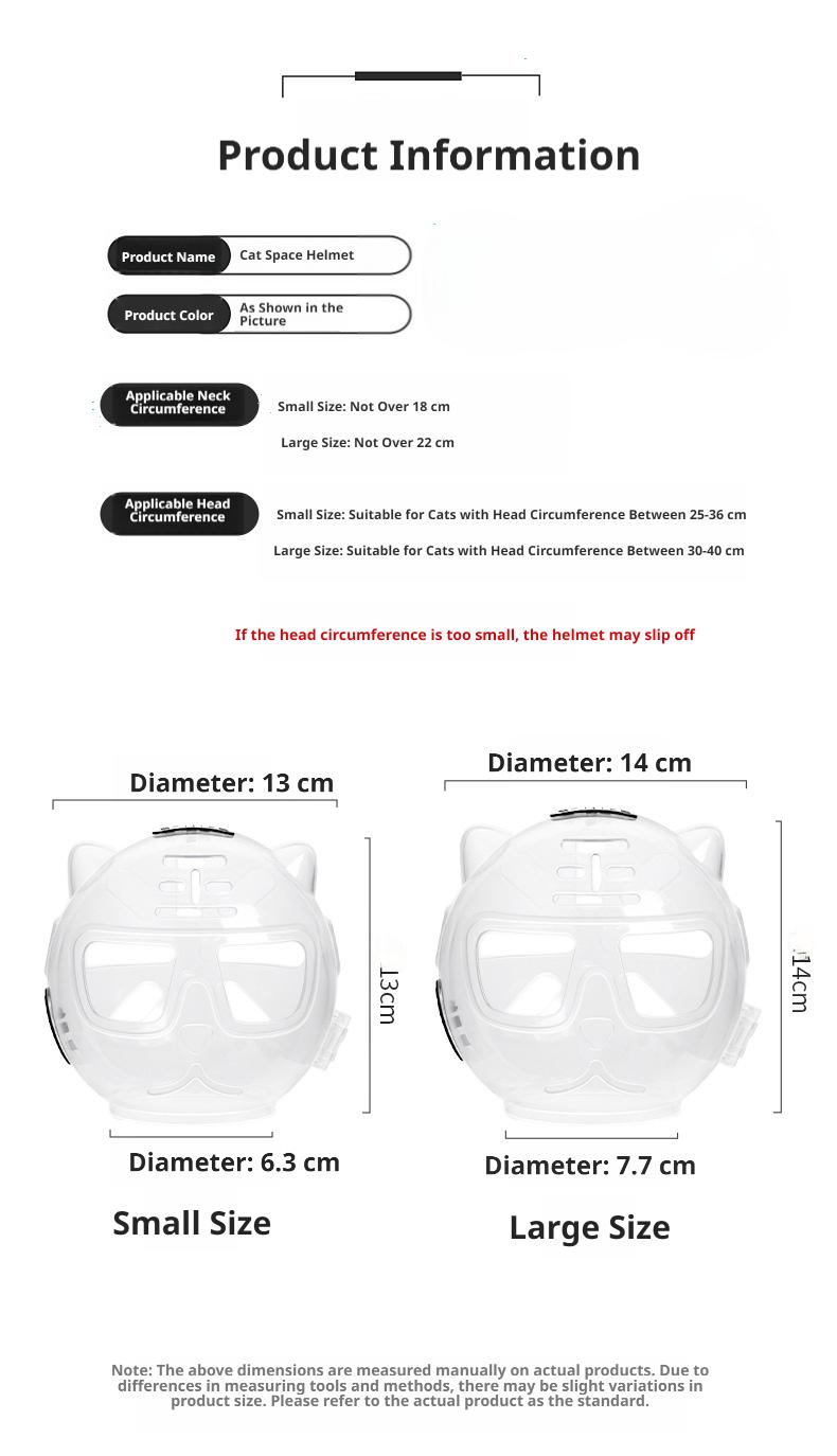 PetBoba Transparent Cat Space Head Cover Elizabeth Collar, Anti-Bite Anti-Scratch Anti-Licking Anti-Fighting Pet Protective Headgear for Bathing & Nail Trimming