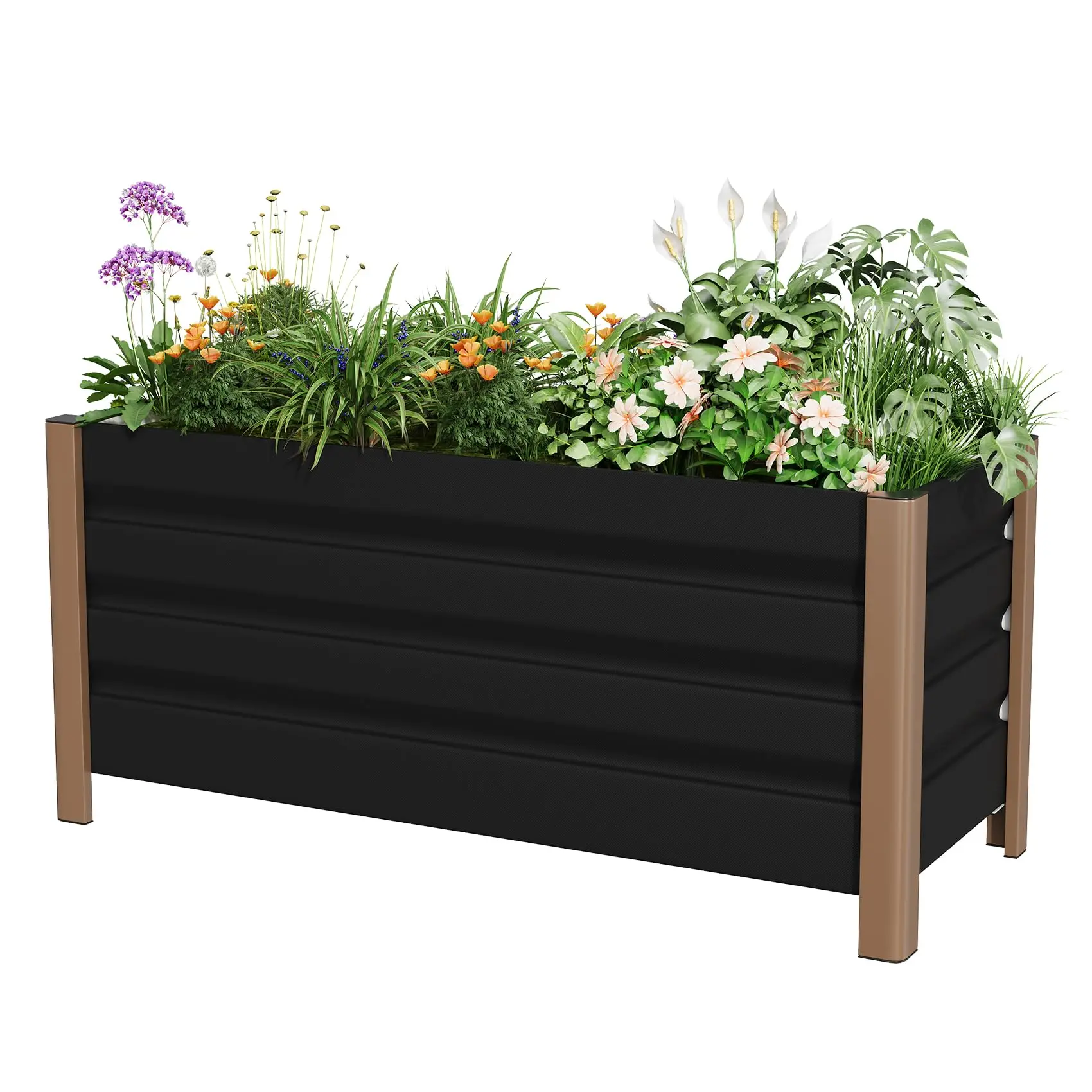 Garvee Large White Aluminum Planter Box 100"x40"x45cm", Extra Long Raised Garden Bed with Rounded Corners & Anti-Cut Safety Edging, Deep Design with Drainage Holes for Outdoor Patio & Balcony, Gray