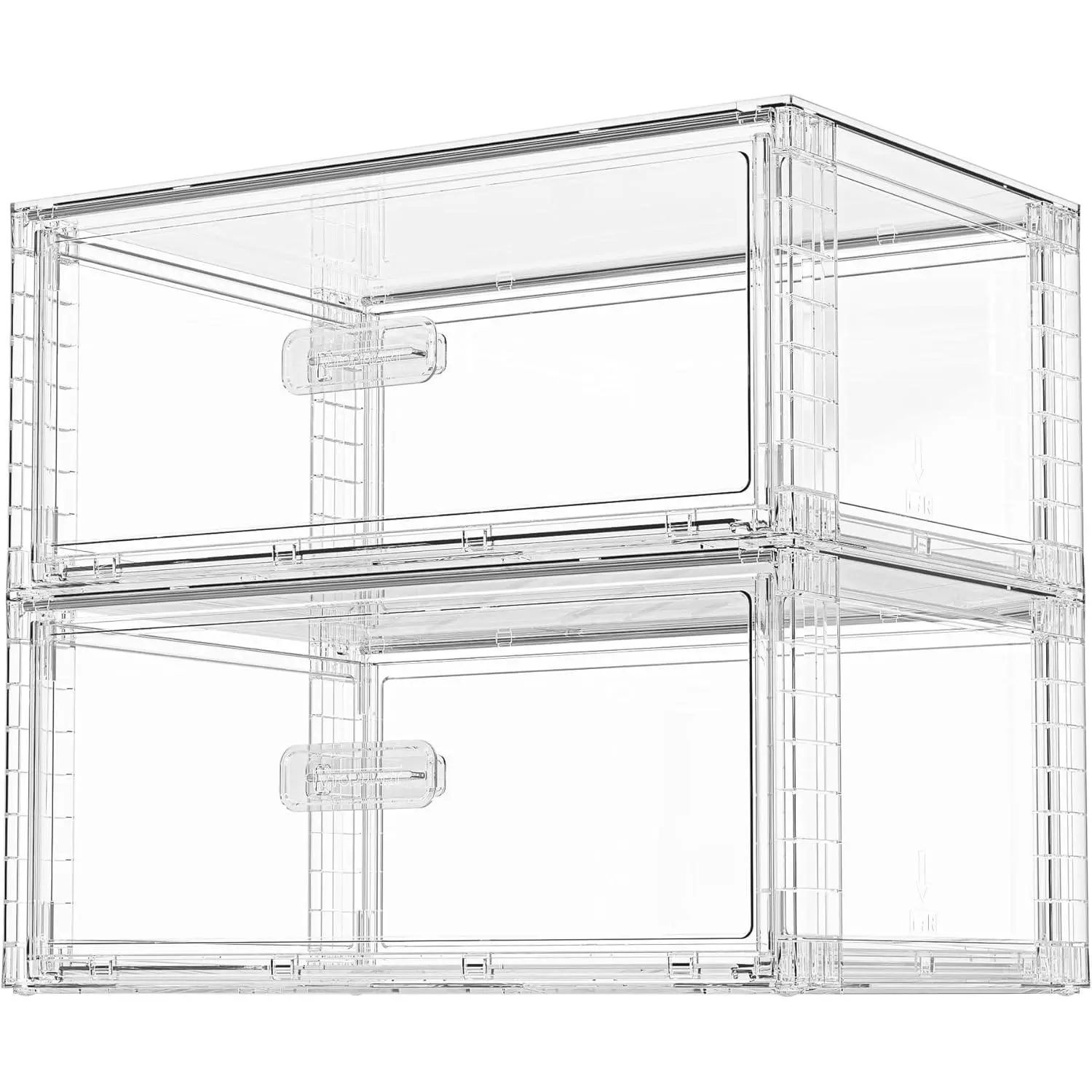 2 Pack Large Clear Stackable Storage Drawers 27QT, Easily Assemble Plastic Closet Storage Bins, Dust-Proof UnderBed Organizer for Clothing, Sweater Organization