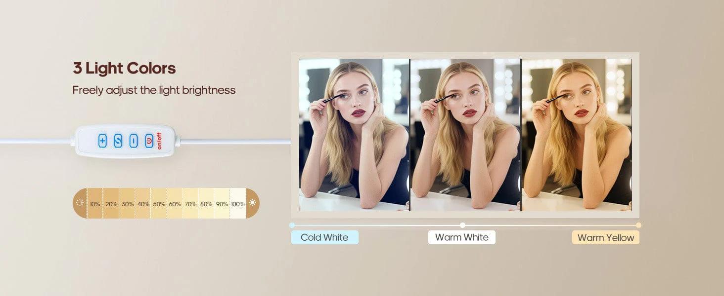 Fluted Makeup Vanity with Charging Station and RGB Lights Oak Fluted Makeup Vanity with Charging Station and RGB Lights Oak