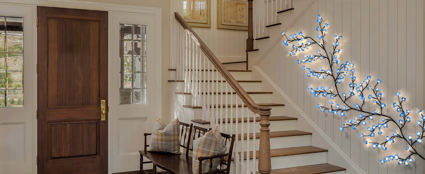 BASIC SUPPLY DIY Cherry Enchanted Willow Vine Lights,4 FT 48 LED Cherry Blossom Lights with Remote Timer,8 Lighting Modes,LED Tree Branch Light for Wall,Cherry Blossom Wall Decor for Bedroom Living Room Window