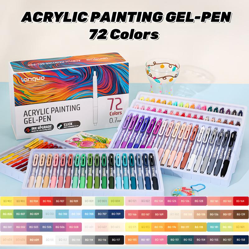 36/54/72/90 Colors Acrylic Painting Gel Pen,Retractable 0.7mm Tip,Rich Color Large Capacity Ink Pens,Art Supplie,For Diary,Card,DIY,Coloring, Doodling, Stackable colors, Clip Acrylic Gel Pen, Crafts Art Supplies, Acrylic Markers