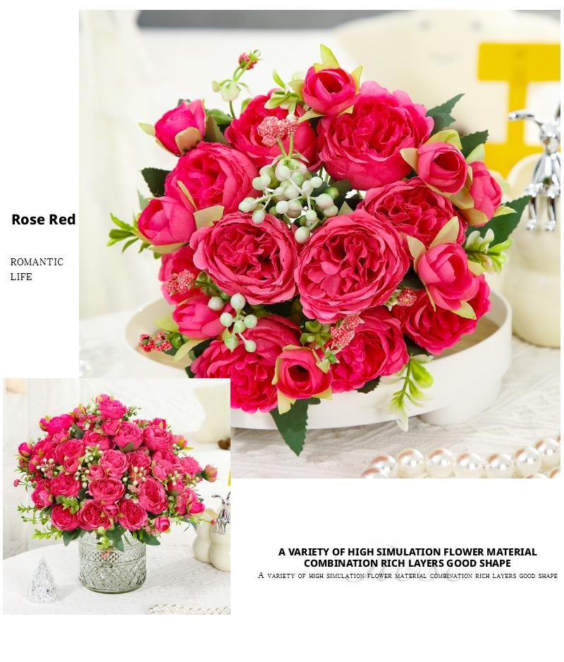 Elegant and noble artificial peony flowers for weddings, home decoration, and photography at weddings, holidays, parties, and events.Artificial flowers.Artisan-Crafted Real-Touch Silk Peony Table Centerpiece Bouquet - ~12" x 9"