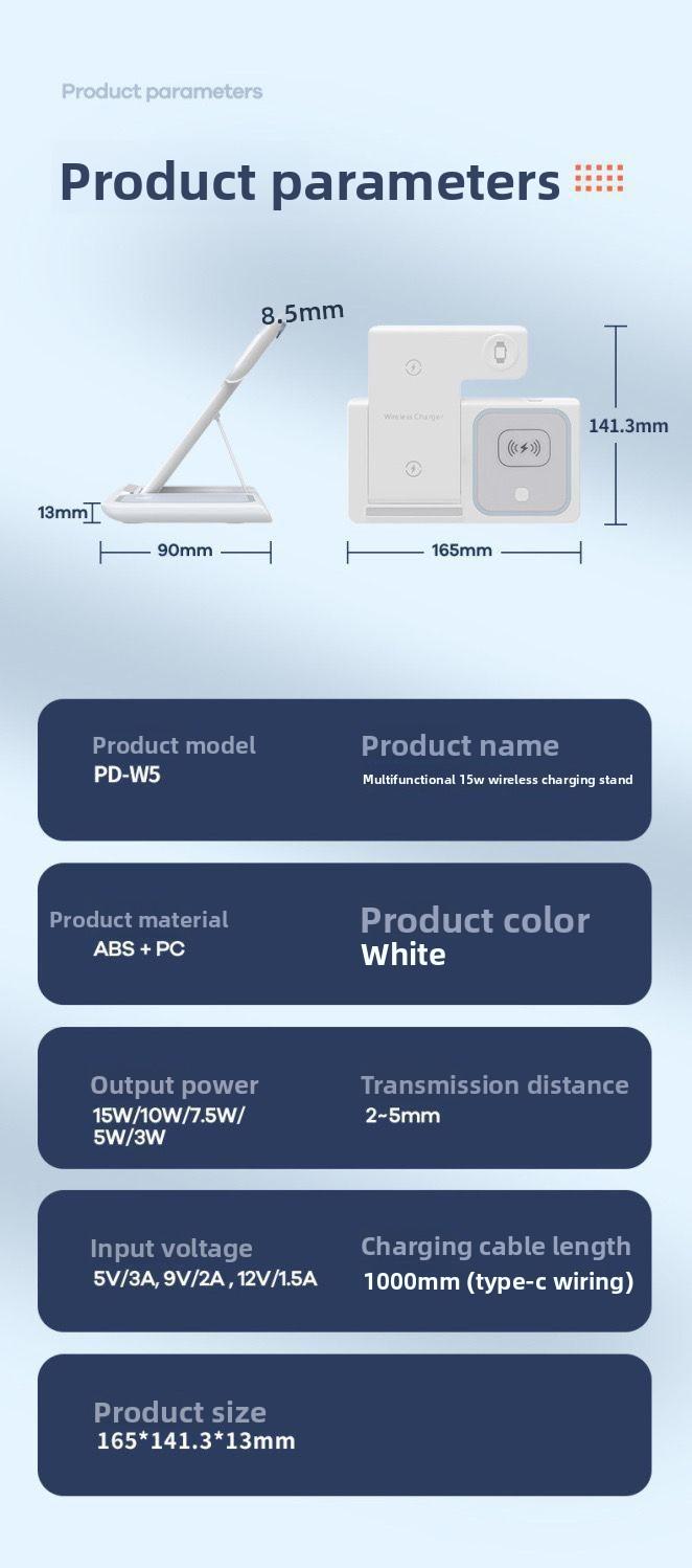 Acer S3 3 in 1 Wireless Charging Station, MagSafe Charger Stand Compatible, Qi2 15W Certified Palm-Sized Foldable Charger for iPhone 17/16, Apple Watch, AirPods (Non-Battery, Adapter Included)