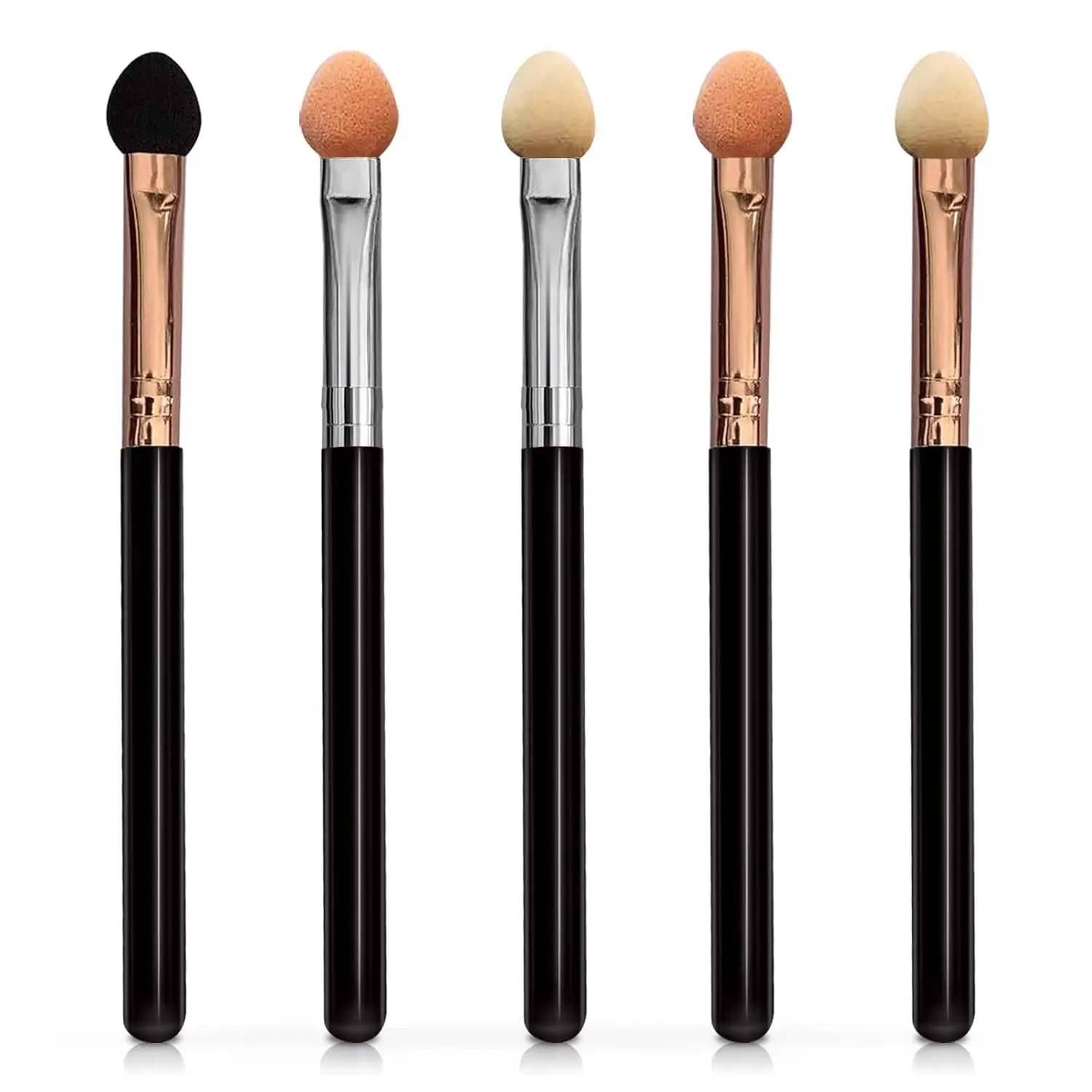 Hybrid 5pcs Reusable Double-Sided Eyeshadow Applicators, Professional Blendable Organic Foam Tip Makeup Brushes, Washable Beauty Eye Shadow Tools