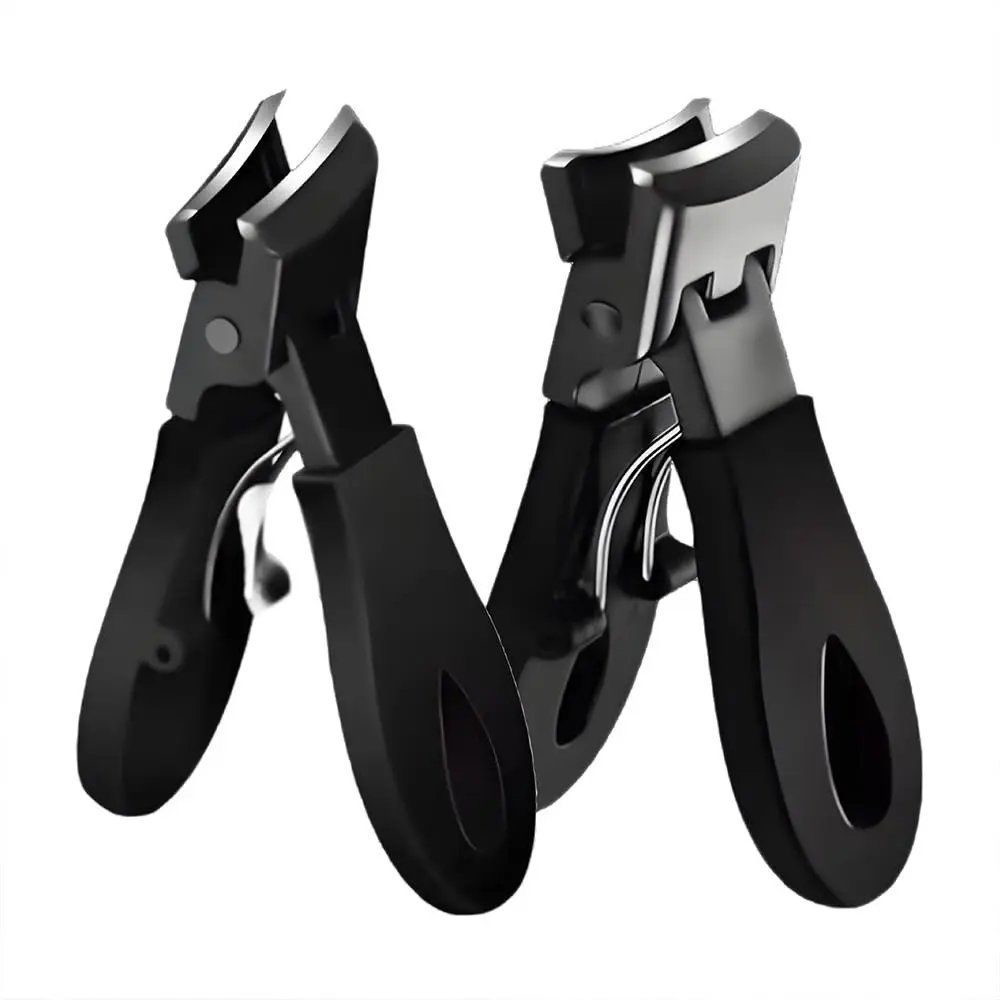 Large Flat-Blade Nail Clippers, Anti-Slip Heavy-Duty Nail Trimmer, Rounded Blade for Hands and Feet, Portable Manicure Tool Set of Two