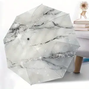 Starburst Marble Texture Automatic Folding Umbrella, Lightweight Portable Travel Umbrella, 8-Rib Frame, Unisex, Ideal Gift, Easy to Use