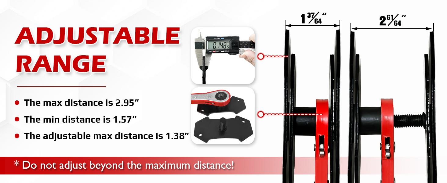 Brake Caliper Compression Tool,Caliper Piston Compressor Tool with Extra 2Pcs Large Plates 1.57"-2.95" for Disc Brake Pad Spreader,Brake Caliper Press Tool with 2 Break Caliper Hangers,Red