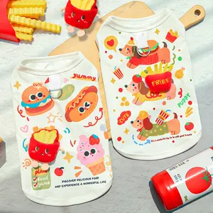Pet Dog & Cat Ice Silky Fiber Fabric Summer Shirt - Lightweight, Breathable, Cooling, Cute Card Design for Large Animals, Dachshunds, Heat Recovery