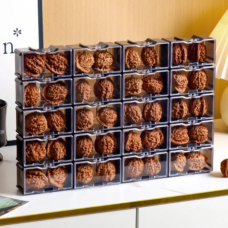 Stackable Storage Box for Collectible Walnuts - Compact Multi-Compartment Organiser with Multiple Slots, Japanese-Inspired, New Plastic, Ideal for Stress-Relief Toys & Grandma Gifts (Fashion Accessories Storage Solution)