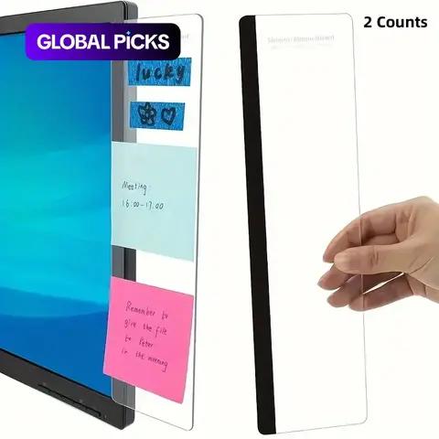 Clear Acrylic Sticky Note Pad, Sticky Notes Set, 2 Counts Computer Monitor Sticky Note Pad, Teacher Must Haves Sticky Note Pad for Home & Office Reminders, Back To School Essentials, Desk Organizers & Accessories, Home Decor, Organization #GLOBAL PICKS