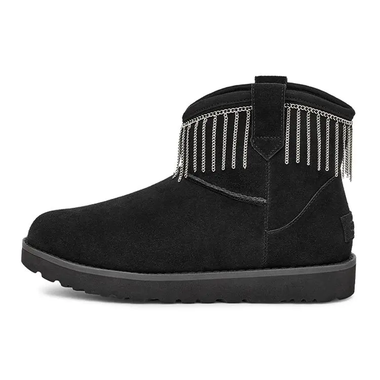 UGG Classic Mini Fringe Waterproof Short Snow Boots 1127454-BLK