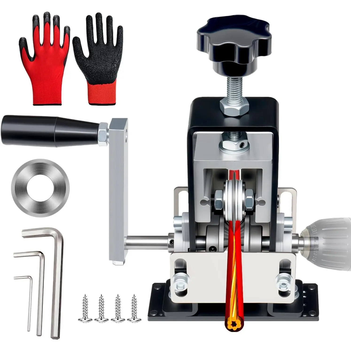 Manual Wire Stripping Machine Gauge Wire 0.06-1 inches,Scrapping Copper Wire Peeler Machine,Drill  Hand Crank Wire Stripper Tool for Scrap Copper Recycling