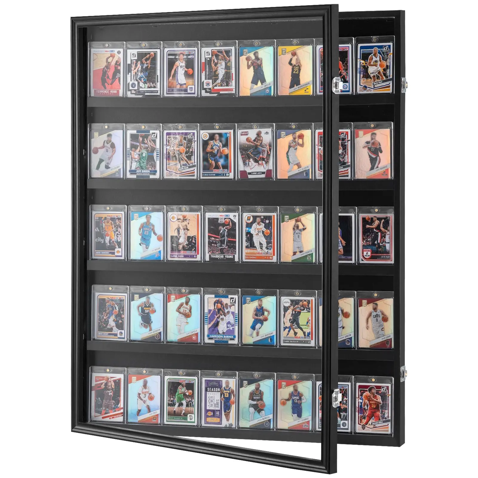 【Summerfinds】VEVOR 35 Graded Sports Card Display Case, 24.3x30.5x2.1 in, Baseball Card Display Frame with 98% UV Protection Clear View PC Glass, Lockable Wall Cabinet for Football Basketball Hockey Trading Card