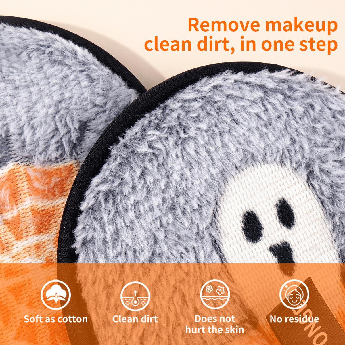 Spider Web Ghost Pattern Makeup Remover Powder Puff, 5 Counts Reusable & Washable Makeup Remover Puff, Facial Cleansing Puff, Makeup Tools for Women