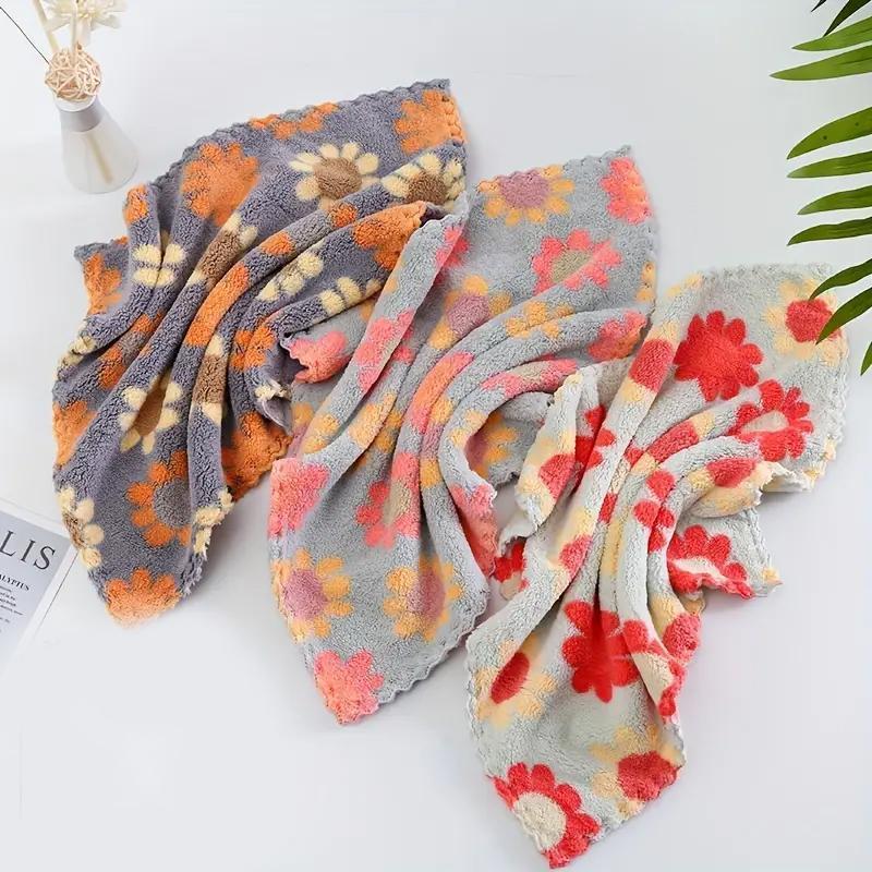 Floral Pattern, 6 Counts/set Soft, Quick-dry Flower Hand Towel for Home Bathroom, Ideal Luxury for Home Bathroom Use, Flower