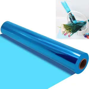 100 ft x 34 in Extra Wide Blue Translucent Colored Cellophane Wrap Roll for Gift Baskets Treats Candies Holiday Birthday Baby Shower Decoration