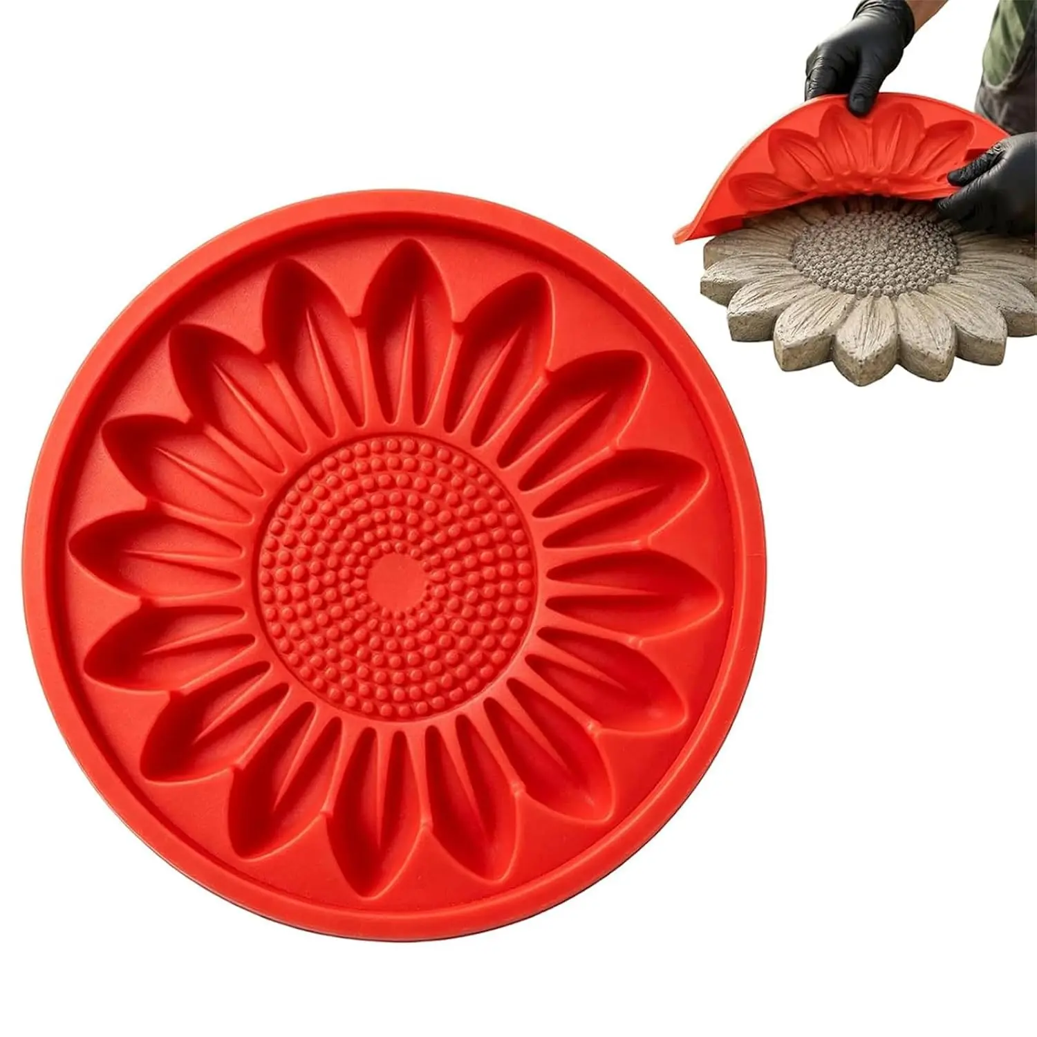 Sunflower Stepping Stone Mold | Reusable Plaster Cement Molds for Concrete | DIY Silicone Garden Paver Mold for Crafts | Concrete Molds for Casting Garden Path Walkway Lawn Decoration