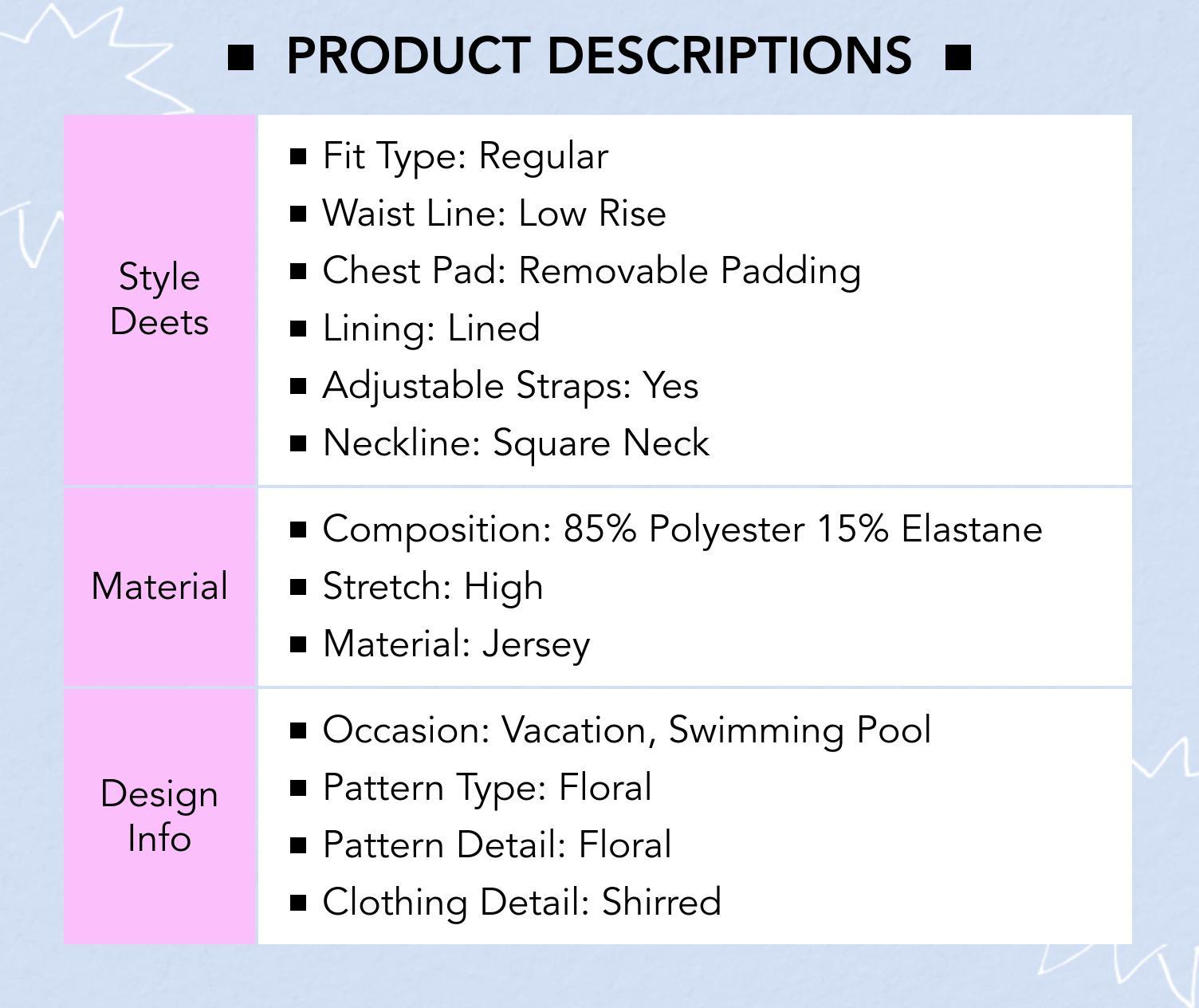 Cider Square Neck Floral Shirred Underwire Tie Side Bikini Swimsuit SpringStatements