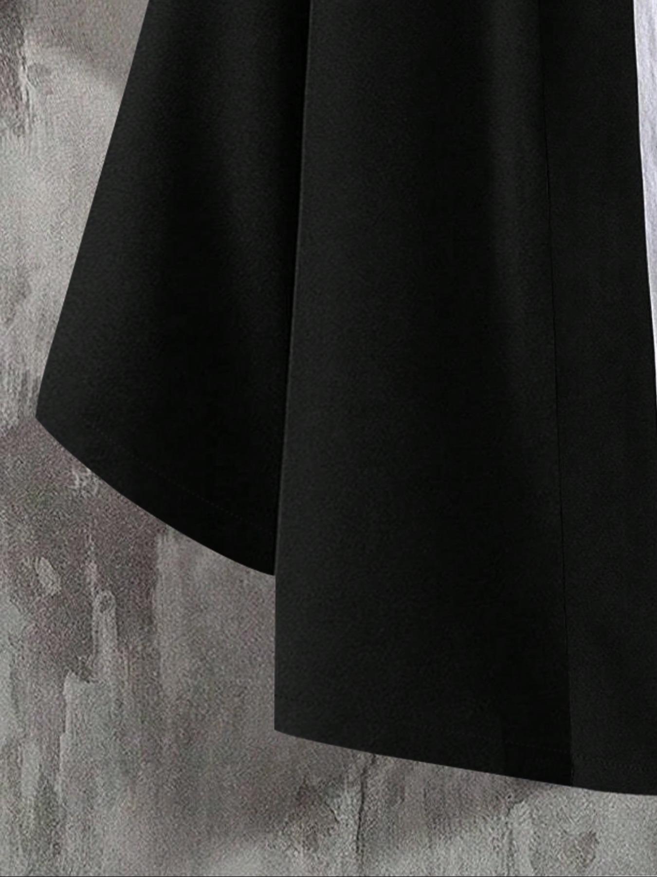 Men's Solid Color Open Front 3/4 Sleeve Loose Plain Shirt, Casual Comfy Top for Daily Wear, Men's Clothes for All Seasons