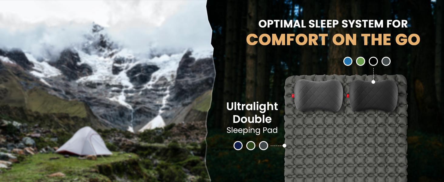 Hikenture Inflatable Camping&Travel Pillow with Washable Cover - Ultralight Backpacking Pillow for Neck & Lumbar Support, mellow pillow,Camping Essentials ,Compact Blow Up Pillow for Hiking, Backpacking,Hiking Gear,Travel & Outdoor Sleep Essentials