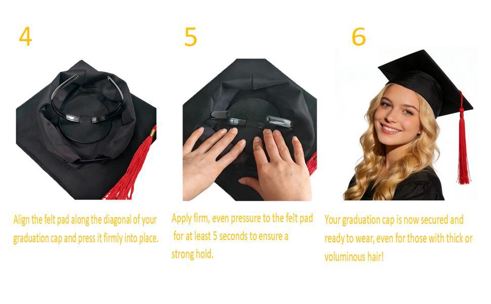 2026 Graduation Season 2 Pack No-Slip Graduation Cap Headband Insert, Firm Anti-Fall Hair Band Holder with Hook and Loop Sticker, Secure Grad Hat & Hairstyle for Graduates Students Women Men Reliable Grip for All-Day Ceremony, Fits Most Head Sizes