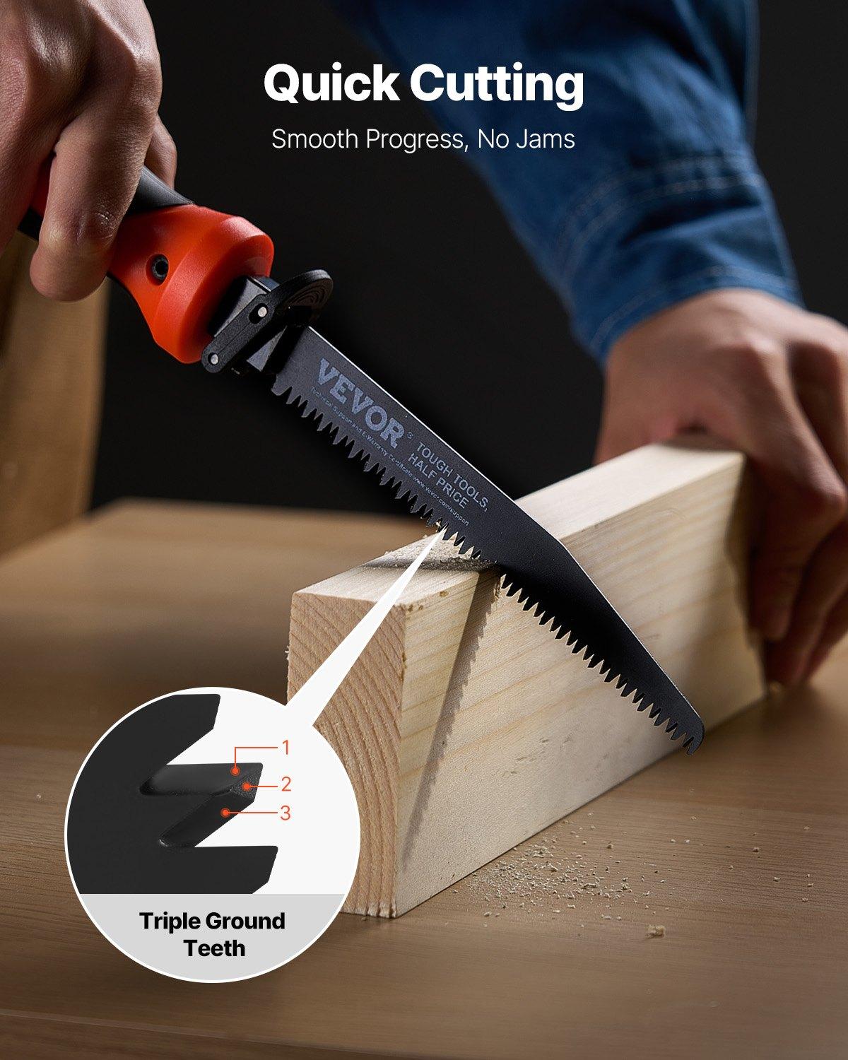 VEVOR Jab Saw, 6 in Keyhole Saw with Soft Grip Handle, 8-In-1 Multi-Blades Drywall Jab Saw, Sharp Jab Saw with Triple Ground Teeth, for Cutting Drywall Wood Metel Plastic Plywood Wallboard Thin Sheet