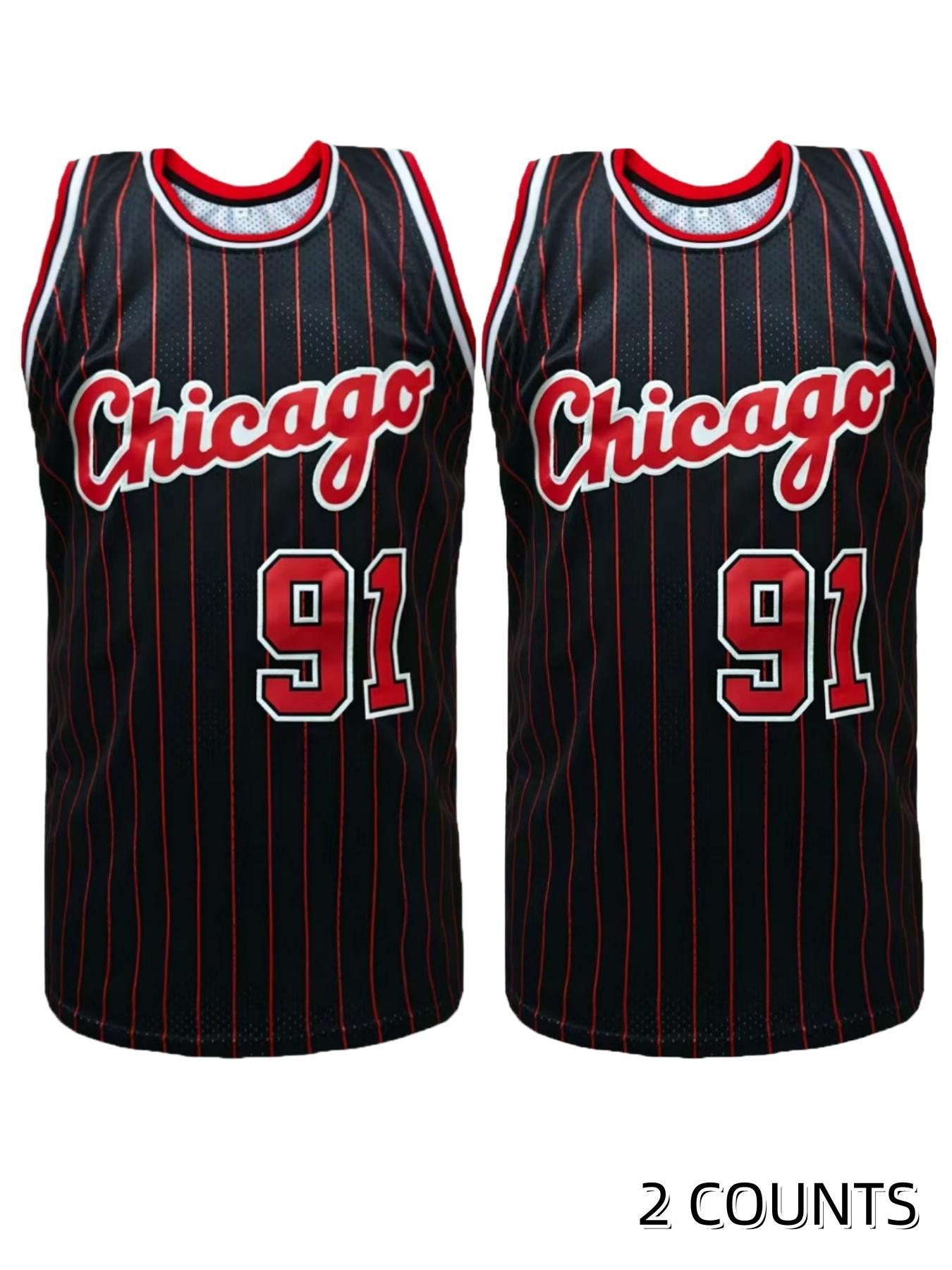 Men's Chicago Basketball Jersey, Breathable Sleeveless Basketball Sports Jersey, Basketball Training Competition Sports Uniforms for Men, Vintage Basketball Jersey