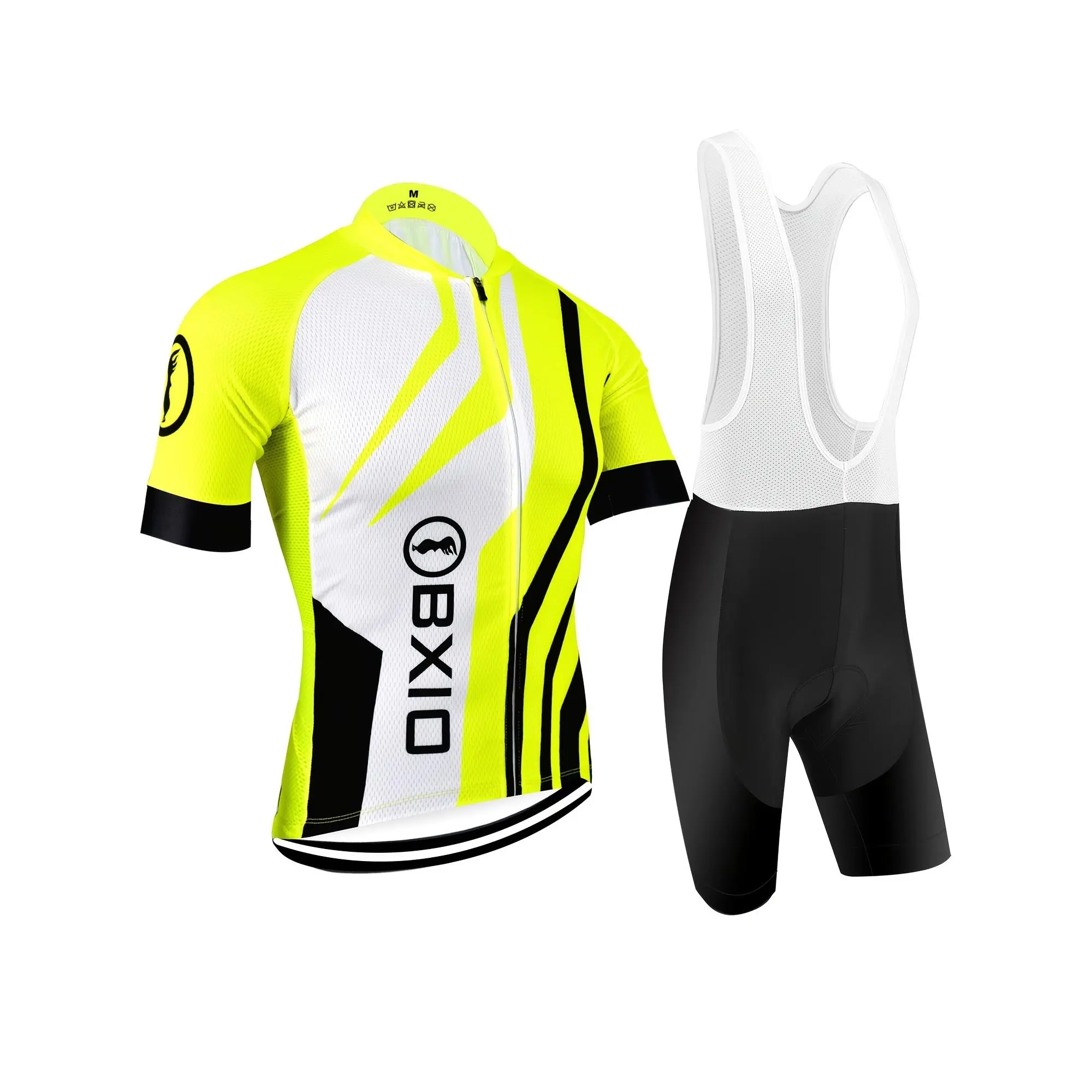 Male 2-Piece Outdoor Cycling Outfit - Breathable Short Sleeve Tops, Polyester Blend Cycling Shorts, Suitable for Road Biking and Mountain Biking, Sporty Chic, Multi-Size, S