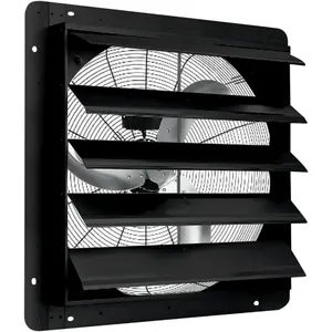 24" Wall-Mounted Shutter Exhaust Fan, 3500 CFM High-Speed Ventilation, 1500 RPM Low-Noise, Aluminum Blades & Automatic Shutter for Attic, Garage, Greenhouse, Workshop & Louvered Vent Applications