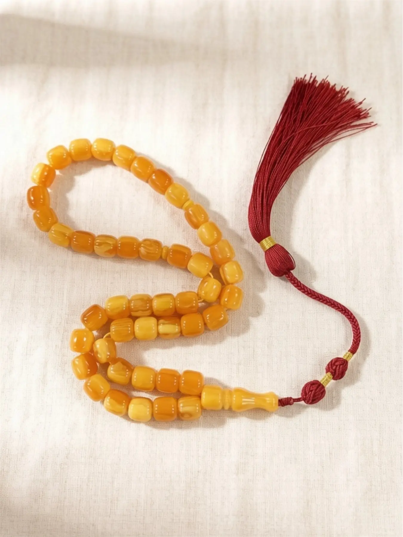 Festival Prayer Beads With 33 Square Resin Beads, 10*10mm Arabic rosary bracelet, handmade tassel, exquisite and durable, Islamic prayer beads, Ramadan and Eid al-Fitr religious gift.